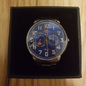 ONISS Blue Dial Silver Linked Watch